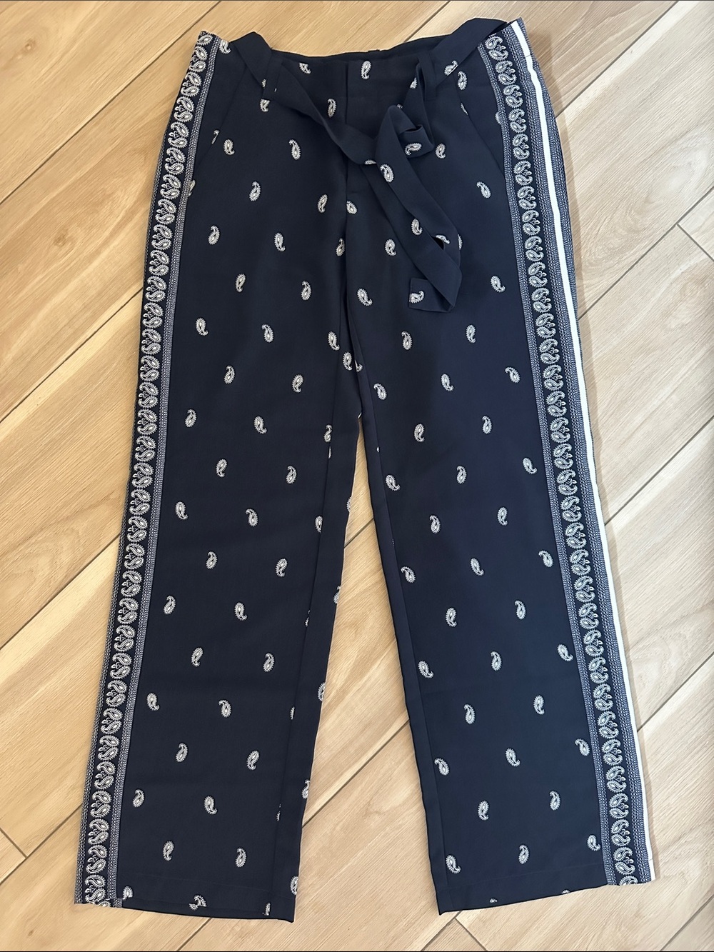Tommy Hilfiger Navy Paisley Tie-Waist Pants